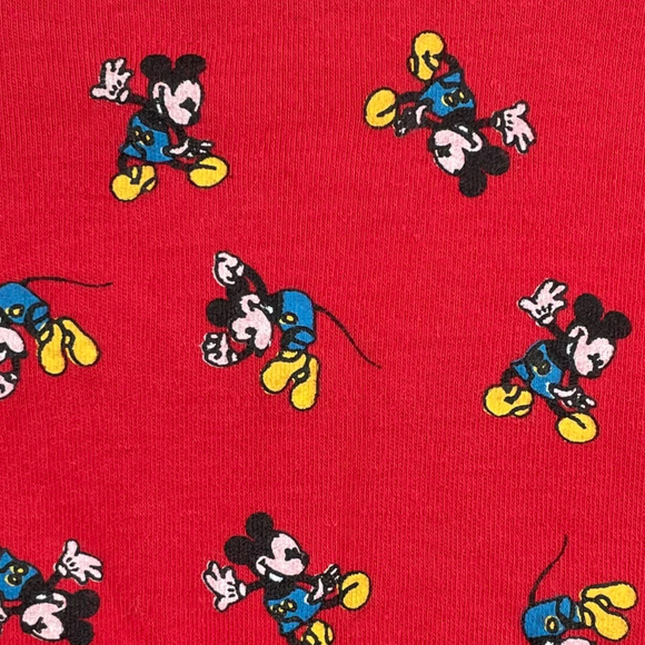 Vintage Mickey & Co All Over Micky Mouse Print Red Turtle Neck Top - Picture 2 of 6